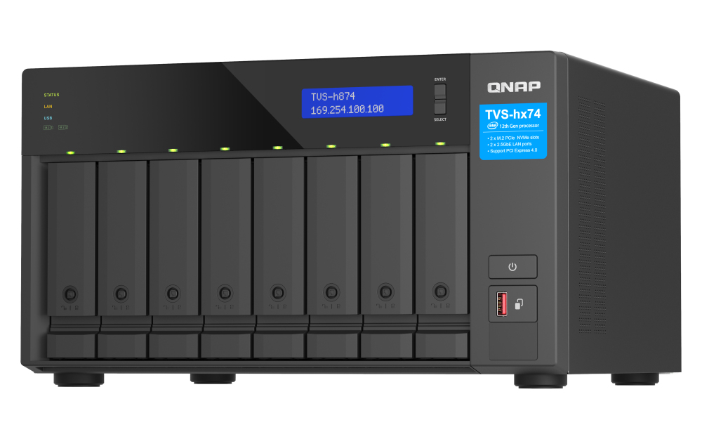 QNAP 8-BAY NAS (NO DISK) INTEL 16-CORE 2.5GHz, 32GB, 2.5GbE(2), 10GbE(2), PCIe, 3YR WTY — QNAP