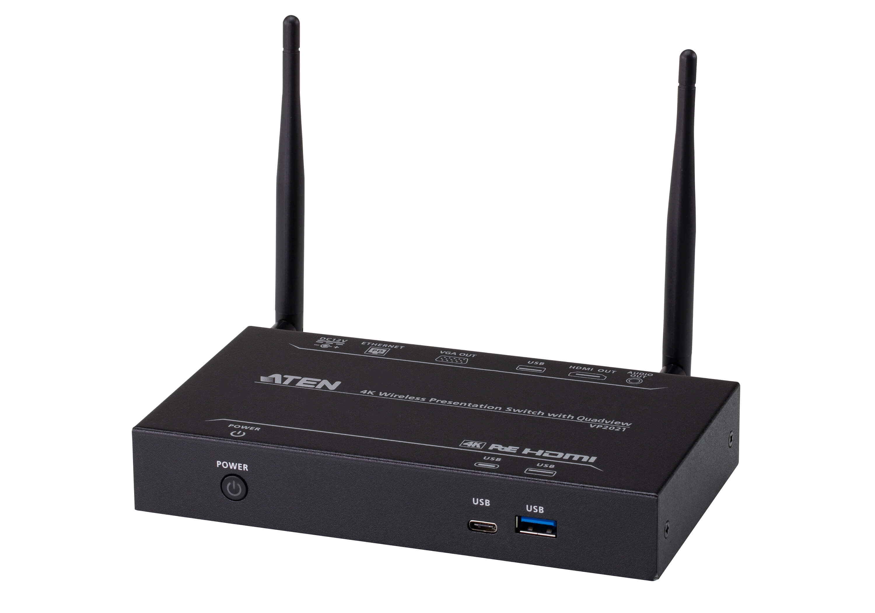 ATEN QUAD-VIEW 4K PRESENTATION SWITCH WITH POE — ATEN