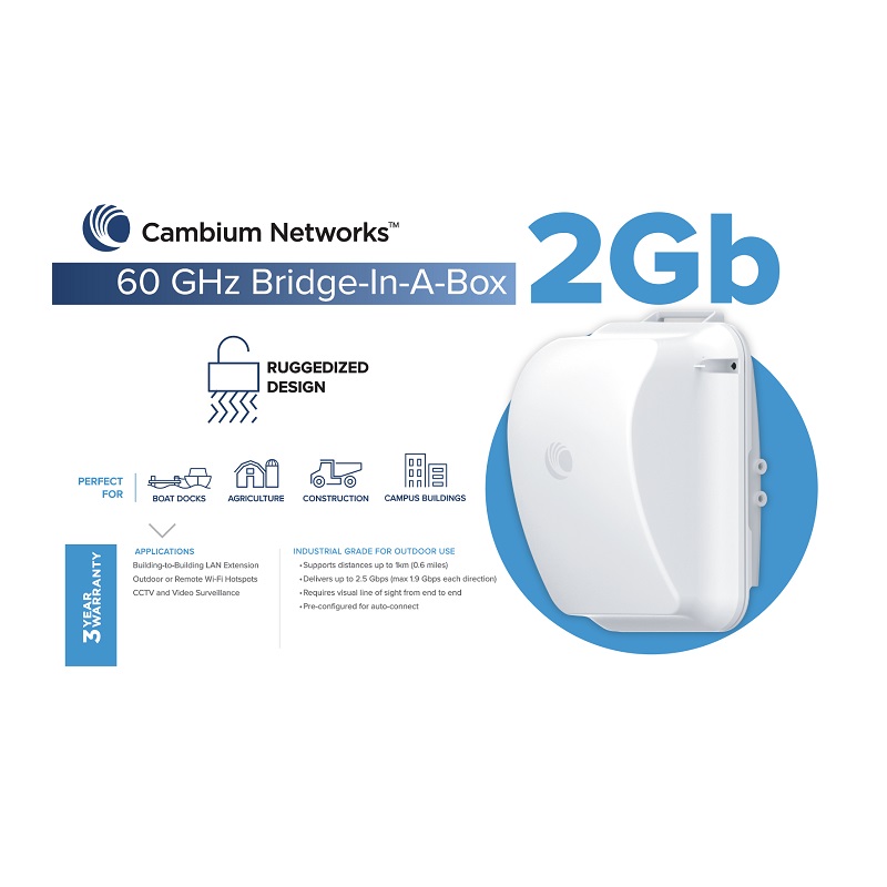 Cambium cnWave 60 GHz Wireless Bridge in a Box 2Gbps Full Duplex Point to Point Wireless Backhaul — Cambium Networks
