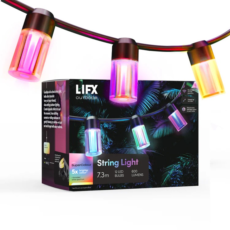 LIFX SuperColour IP66 Outdoor String Lights 7.3M with Wi-Fi Controller — LIFX