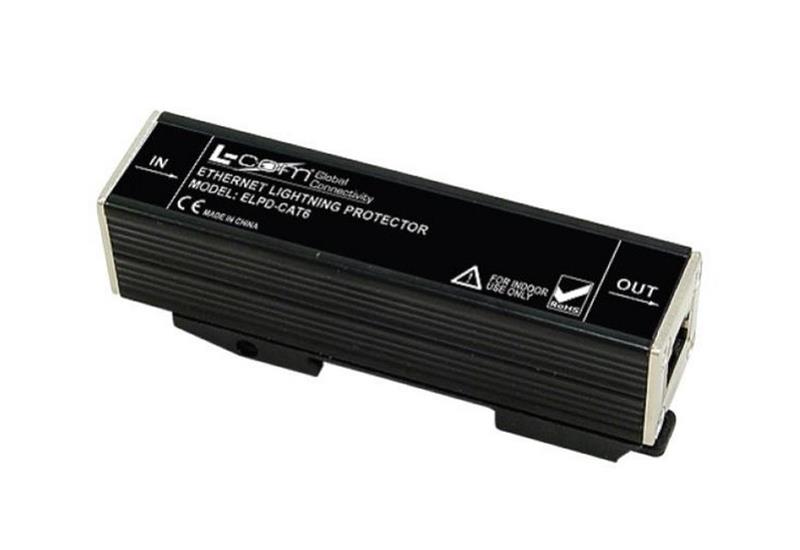 DIN Mount In-Line Cat6 Ethernet Lightning Protector — L-com