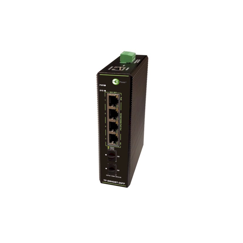 Tycon Systems TP-SW4GBT-2SFP Industrial 4 port Gigabit 802.3at/bt PoE Switch with 2 x 2.5G SFP — Tycon Systems