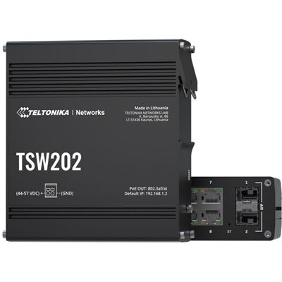 Teltonika TSW202 DIN Rail Mountable Managed PoE+ Switch with 8 x 1Gbps ETH-ports and 2 x SFP — Teltonika