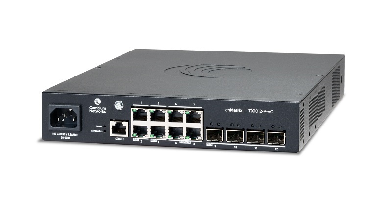 Cambium cnMatrix TX1012-P-AC 12-Port Gigabit AC Powered PoE WISP Tower Switch — Cambium Networks