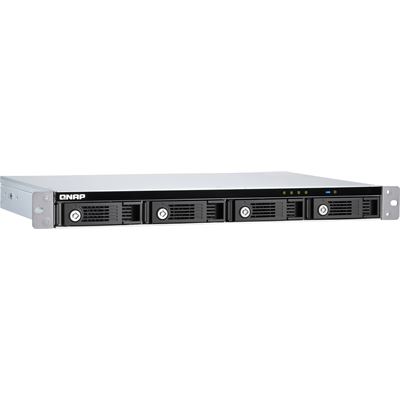 QNAP TR-004U 4-bay 1U 12" short-depth rackmount 3.5" SATA HDD USB 3.0 type-C hardware RAID external enclosure. 1M USB 3.0 type-C to type-A cable included. Expansion unit for QNAP NAS, Windows, Mac, Linux computers. — QNAP
