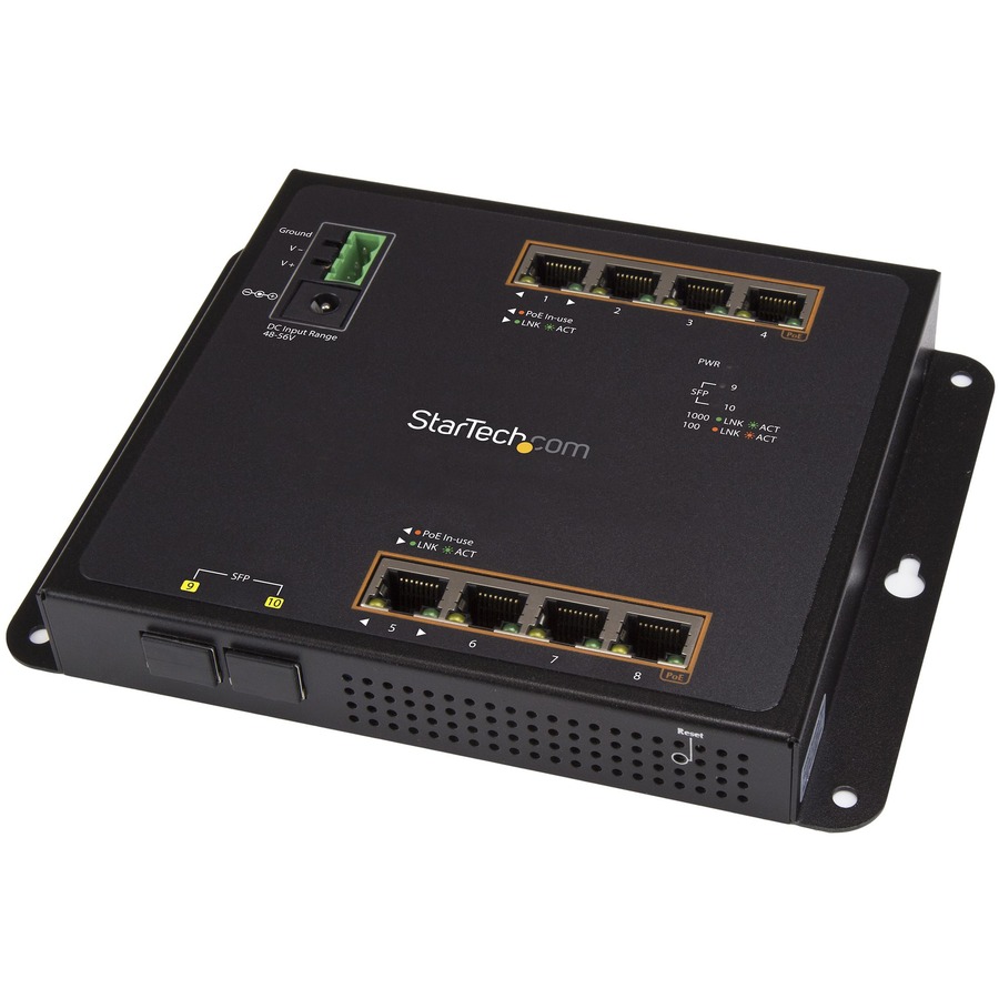 StarTech.com GbE Switch - 8-Port PoE+ plus 2 SFP Pts — StarTech.com