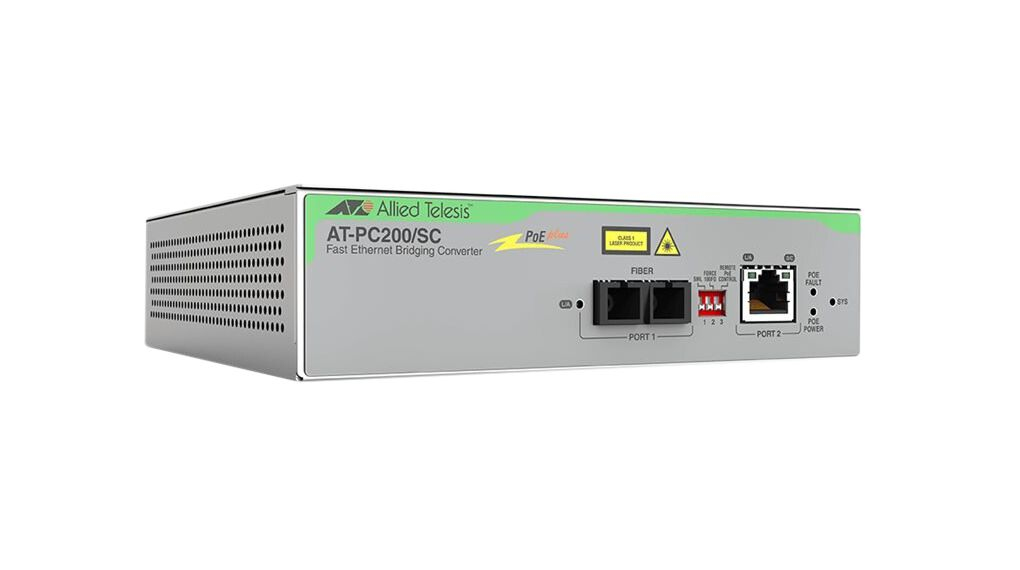 ALLIED TELESIS TAA (FEDERAL) 10/100TX TO 100FX/SC POE+ — ALLIED TELESIS