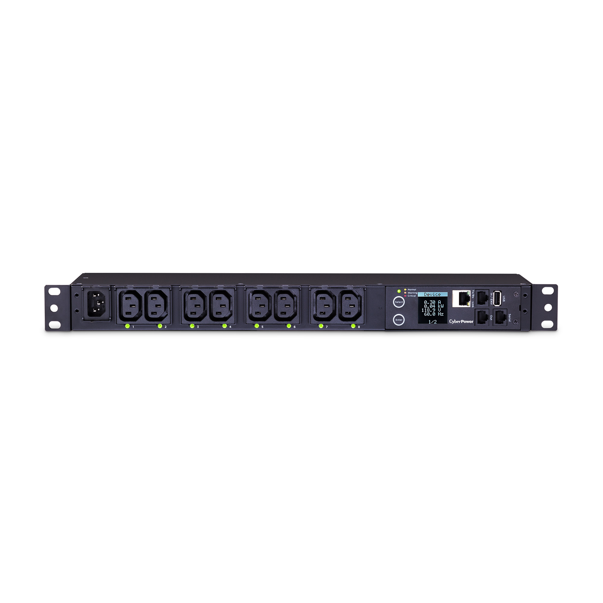 Switched MBO ePDU 1RU horizontal 12Amp input — CyberPower Systems