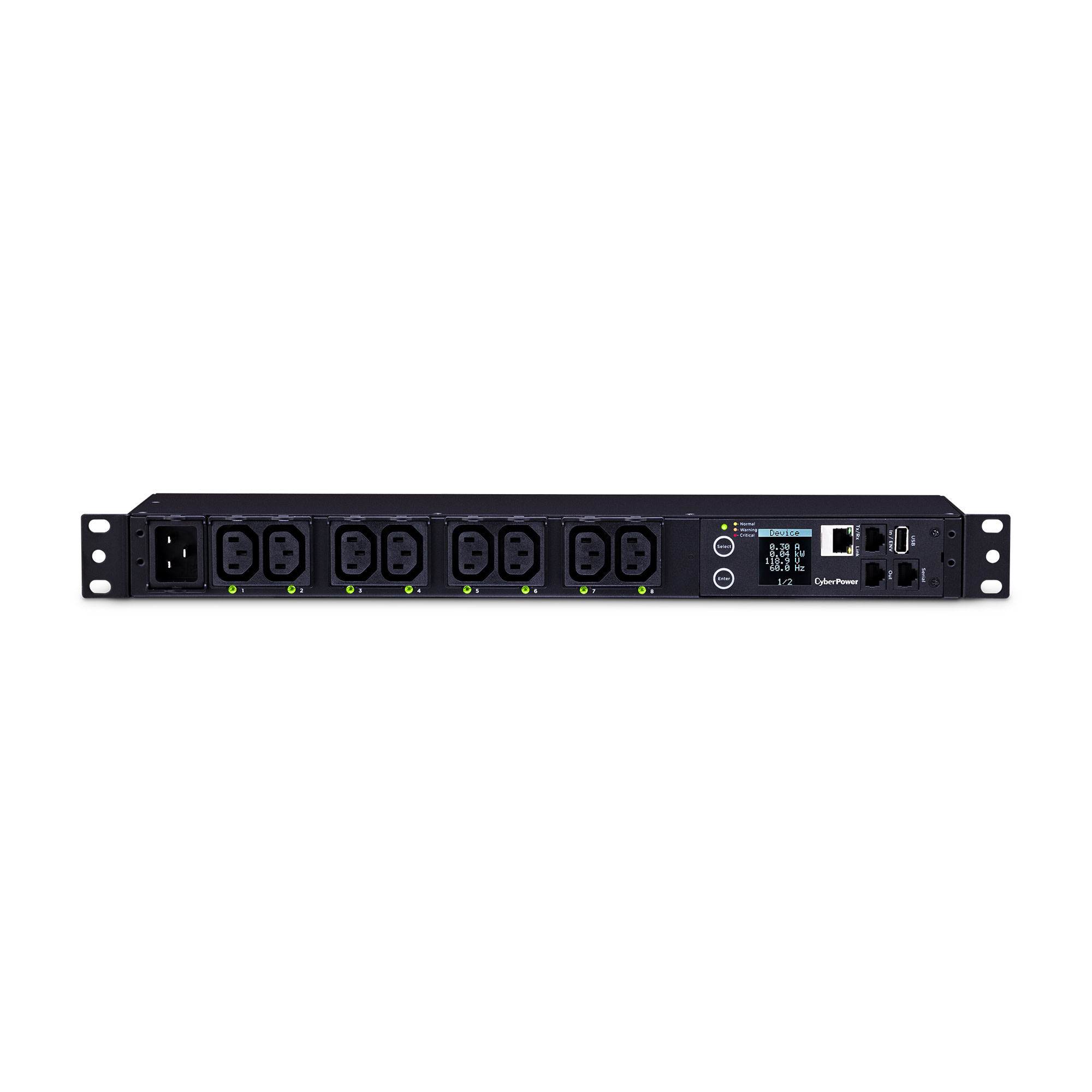 Switched MBO ePDU 1RU horizontal 16Amp input — CyberPower Systems