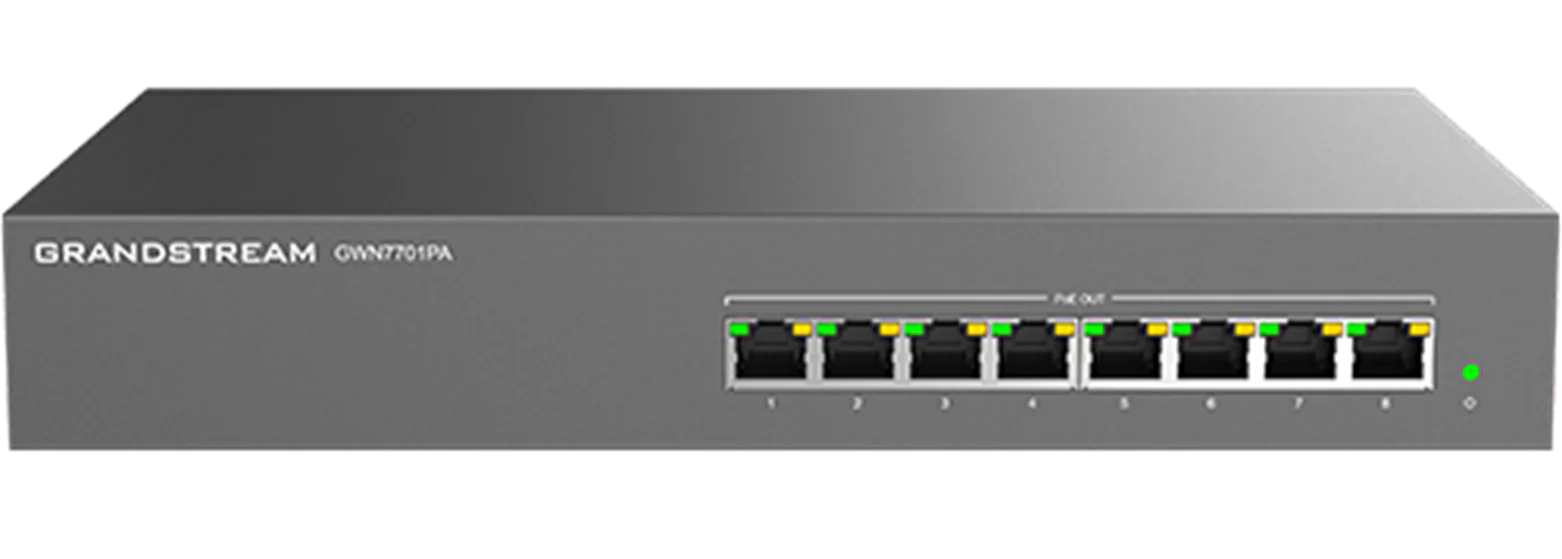 GWN7701PA Unmanaged Network Switch 8-port 8x PoE — Grandstream Networks
