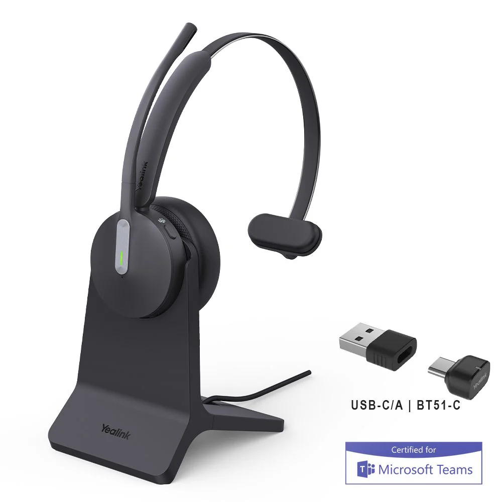 BH70 MS Teams Mono USB-A/C Headset with Charging Stand — Yealink