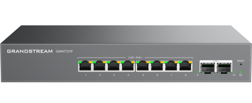 GWN7721P Layer 2-Lite Managed Multi-Gig Switch- 8 x 2.5 GigE- 2 x 10G SFP+ — Grandstream Networks
