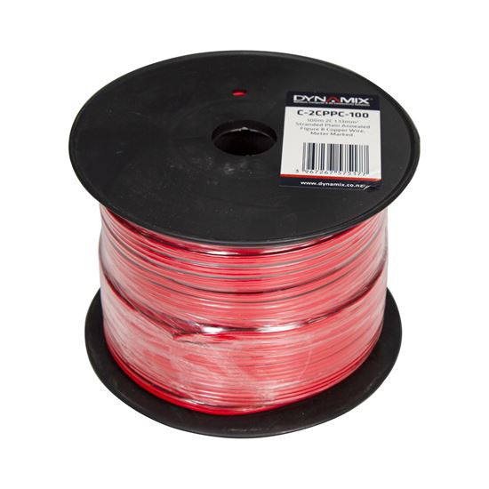 DYNAMIX 100m 2x Core 1.13mm Bare Copper, Red/Black Trace Figure 8x — Dynamix