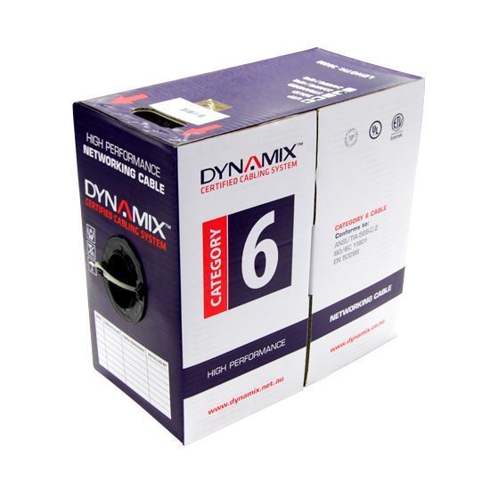 DYNAMIX 305M Cat6 Yellow UTP STRANDED Cable Roll 250MHz, — Dynamix