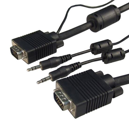 DYNAMIX 5m VGA Male/Male Cable with 3.5mm Male/Male Audio Lead, — Dynamix