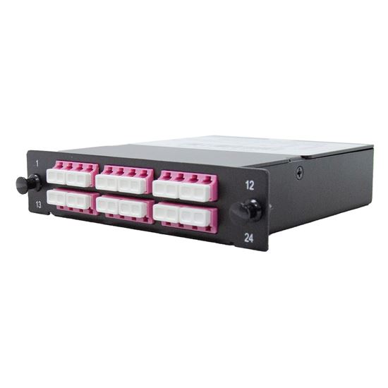 DYNAMIX MPO OM4 6 Port LC Quad Multimode 24 Fibre Cassette. — Dynamix