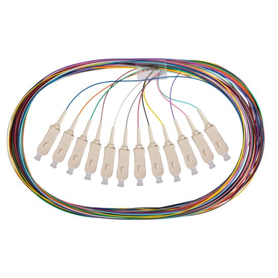 DYNAMIX 2M SC Pigtail OM3 12x Pack Colour Coded, 900um Multimode — Dynamix