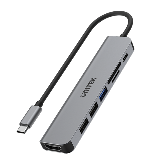 UNITEK 7-in-1 Multi-Port Hub with USB-C Connector. Includes 3x USB-A — Unitek