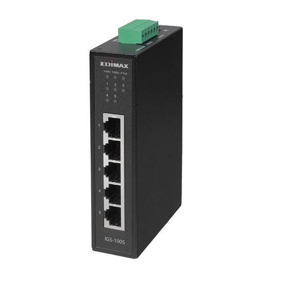EDIMAX Industrial 5-Port Gigabit DIN Rail Switch.Data Delivery up to — Edimax