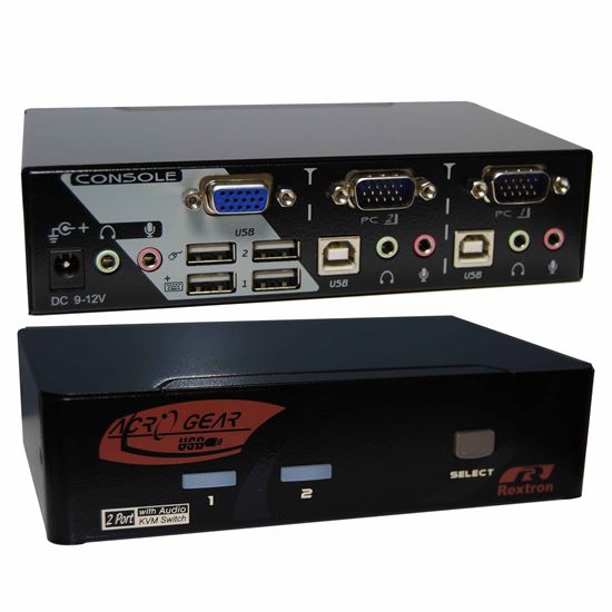 REXTRON 1-2 Automatic VGA/USB KVM Switch. Share 1x USB Keyboard/Mouse — Rextron