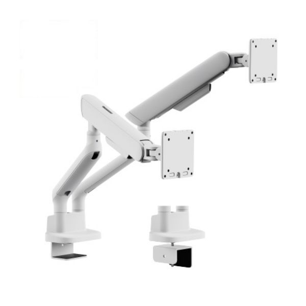 17"-35" Elite Dual Screen Mechanical Spring Monitor Arm. Max Load 2x 11Kgs, White — Brateck