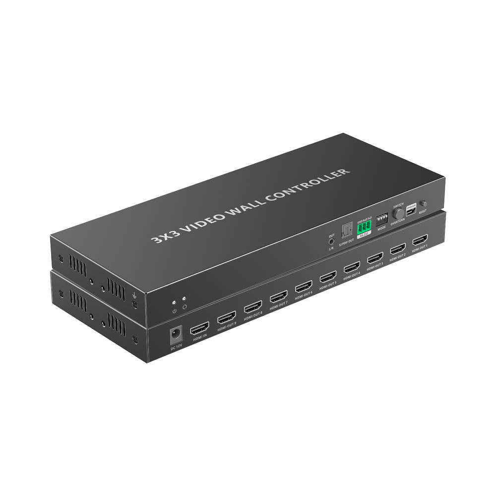 Lenkeng 3x3 HDMI Videowall Controller with 1x HDMI In & 9x HDMI Out. 4096x2160@60Hz Res (LKV109VW-V2-0) — Lenkeng