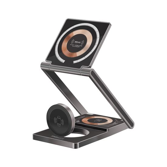 PROMATE 3-in-1 Foldable 15W MagSafe Wireless Charging Station. — promate