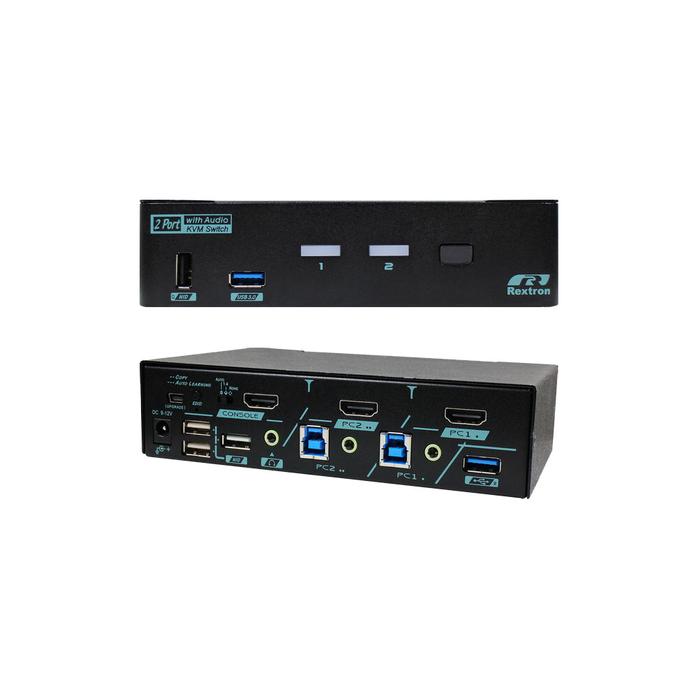 REXTRON 2 Ports True 4K HDMI KVM Switch With HDCP Engine, USB 3.2, — Rextron