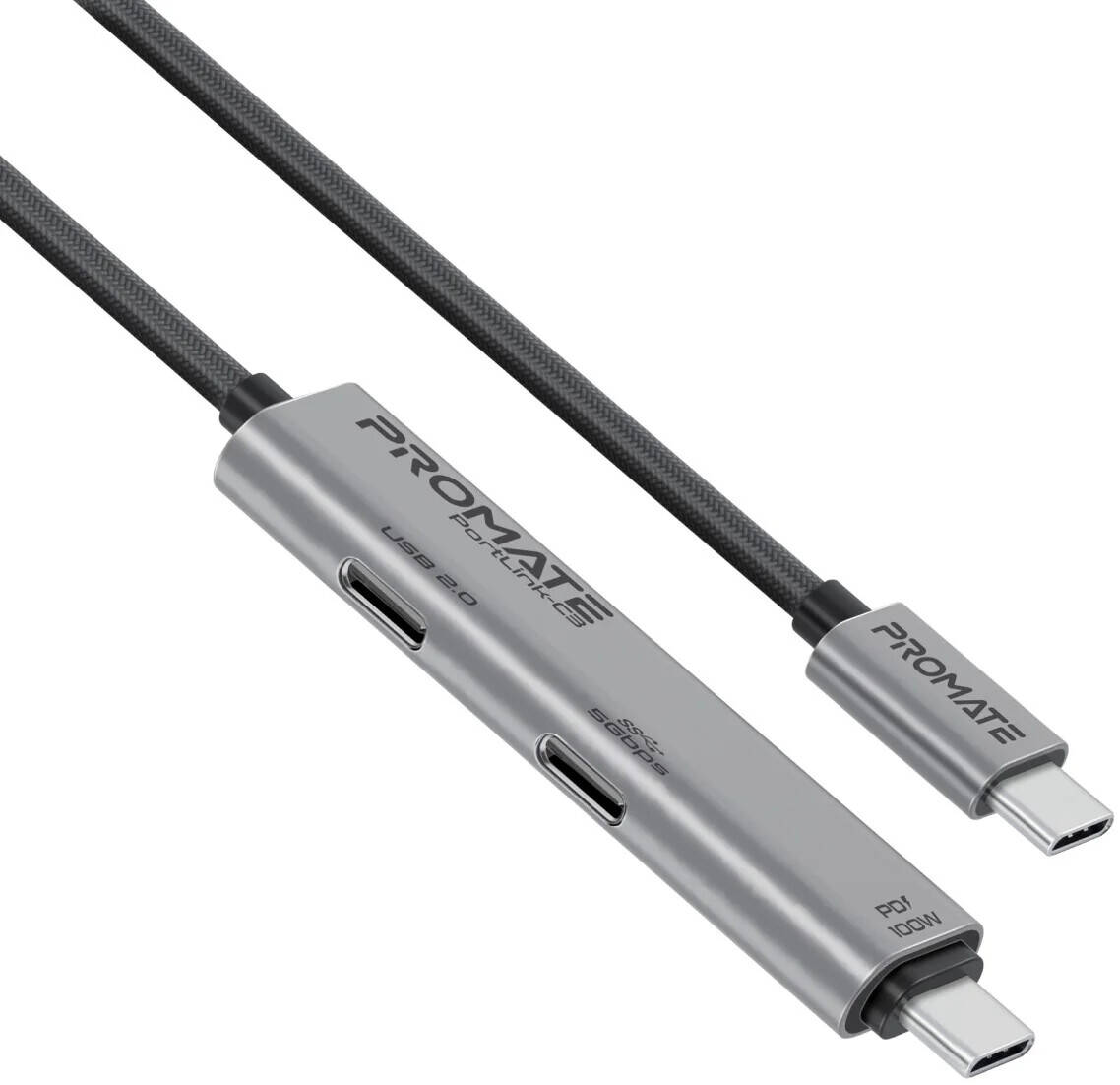 PROMATE 1.5m 100W USB-C to USB-C Dual USB-C Port Data & Charge — Promate