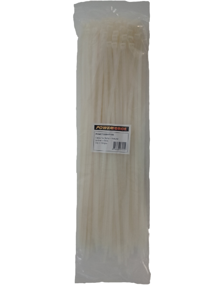 8 X 550mm Natural Cable Ties Pack Of 100 80kgs Tensile Strength — POWERFORCE