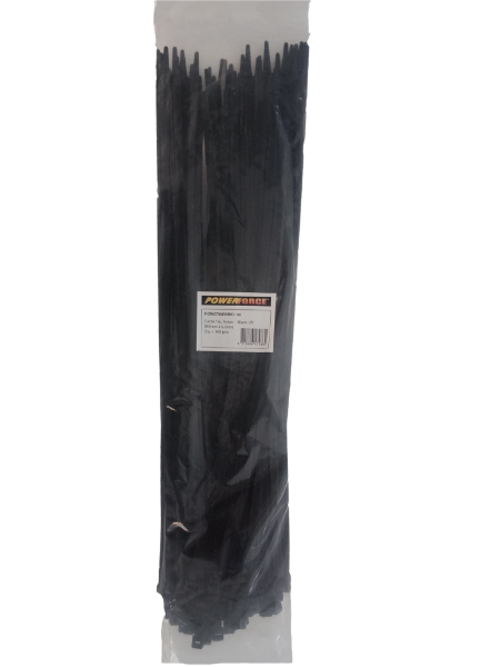 9 X 685mm Black UV Cable Ties Ties Pack Of 100 80kgs Tensile Strength — POWERFORCE