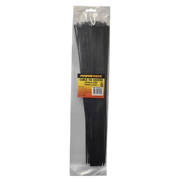 4.6 X 520mm 316L Stainless Steel Cable Ties Pack Of 100 667N/68kgs Tensile Strength — POWERFORCE