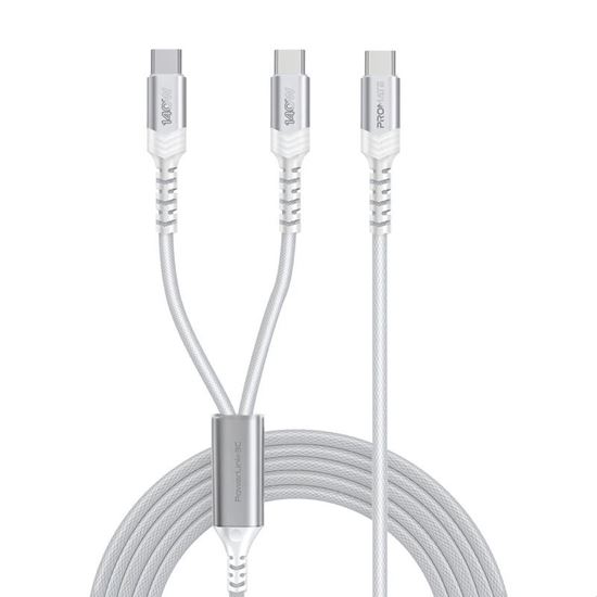 1.4M 140W PD USB-C to Dual USB-C Charging Cable. — promate