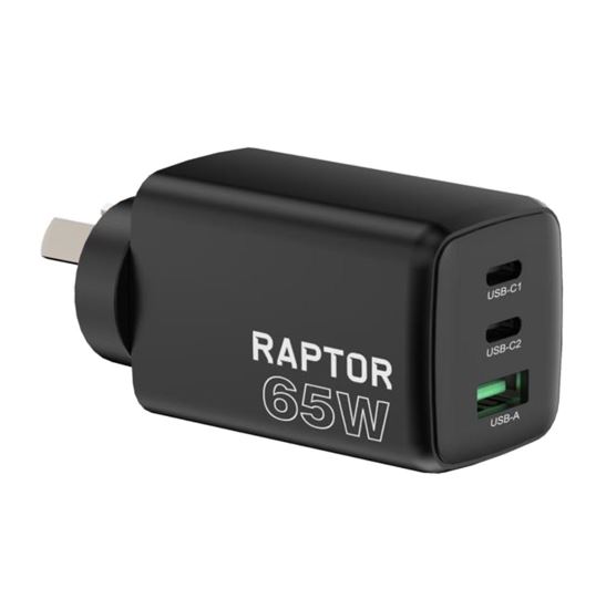Raptor 65W GaN Charger 2x USB-C 1x USB-A Charging Ports — Jackson