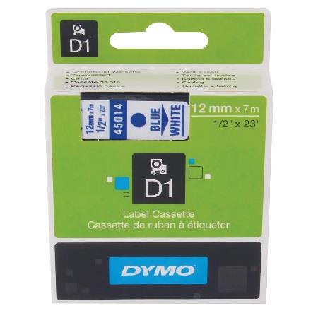 DYMO Genuine D1 Label Cassette Tape 12mm x 7M, Blue on White. — Dymo