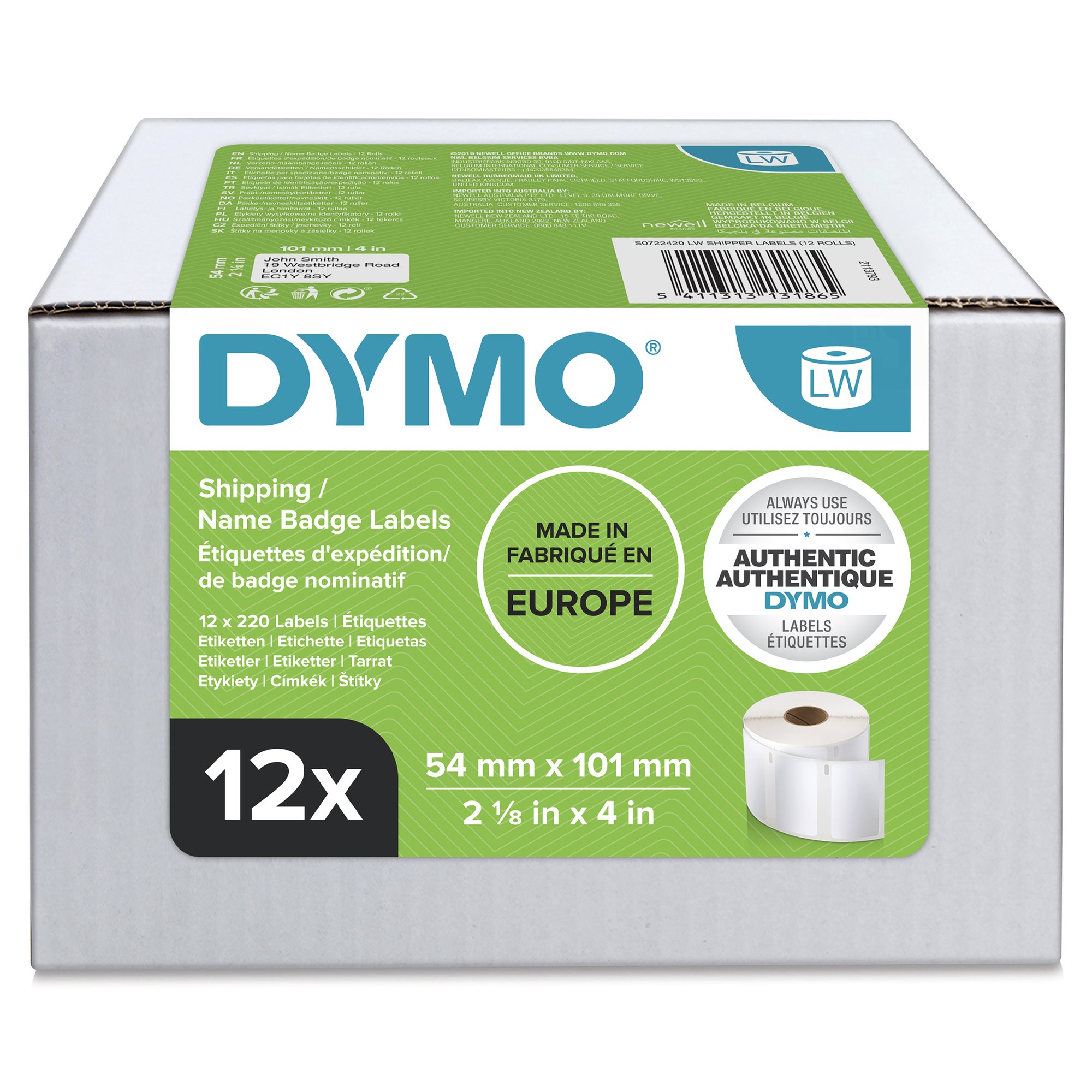DYMO Genuine LabelWriter Shipping Labels,54mm x 101mm, 220 — Dymo