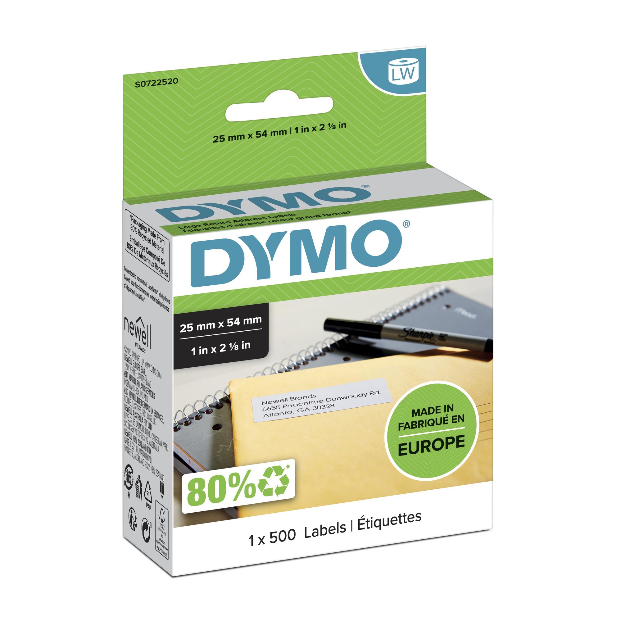 DYMO Genuine Labelwriter Return Address Labels.1 Roll (500 — Dymo