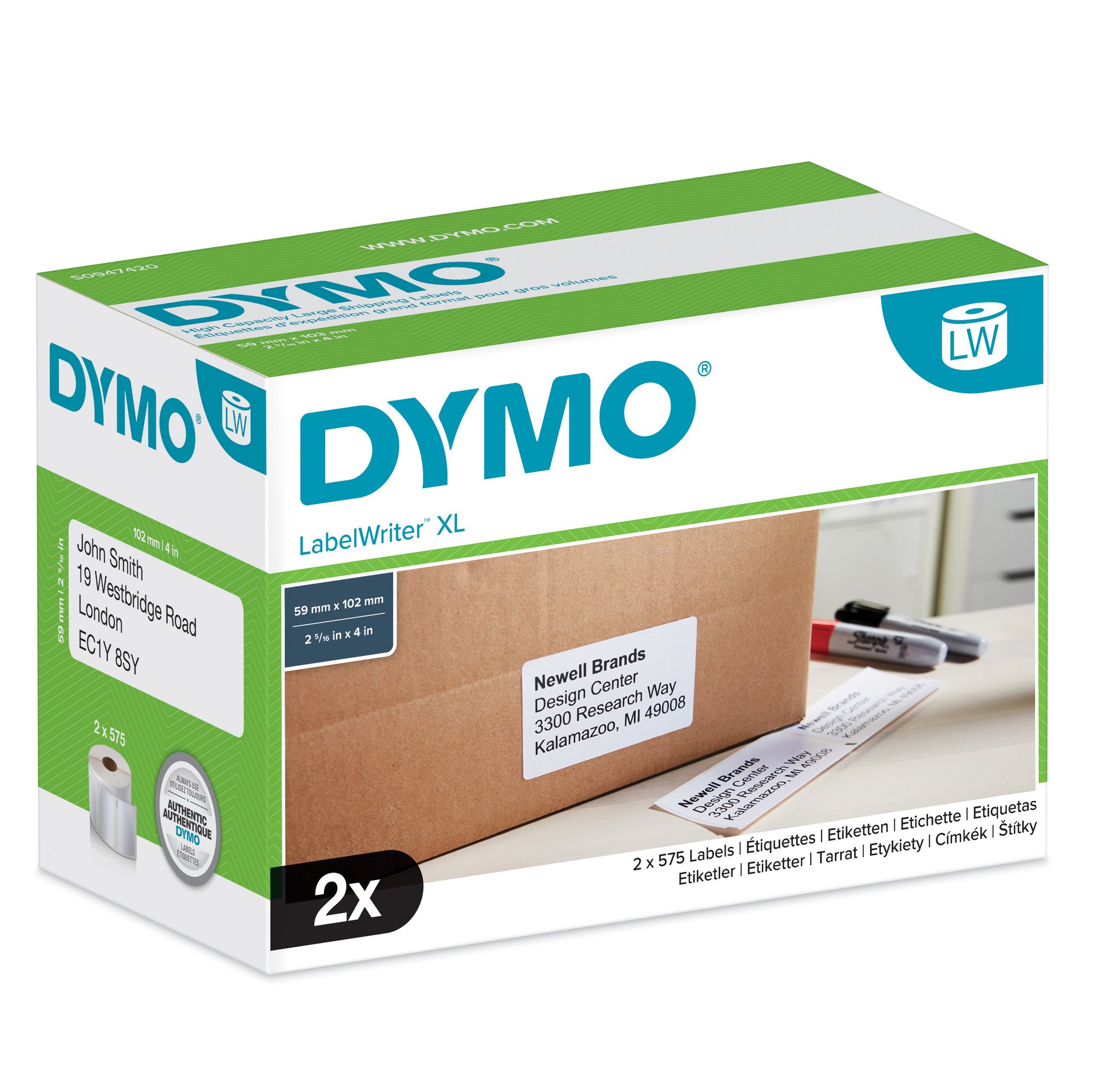 DYMO Genuine LabelWriter High Capacity Large Shipping Labels, — Dymo