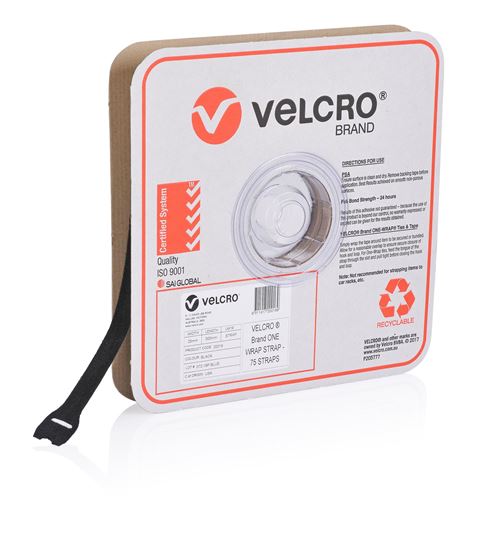 VELCRO One-Wrap 25mm x 300mm Pre-sized Ties. 75 Ties per Roll. — Velcro