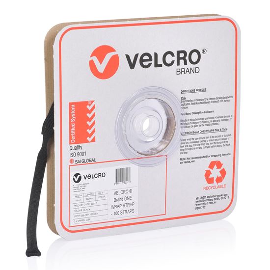 VELCRO One-Wrap 19mm x 200mm Pre-sized Ties. 100 Ties per Roll. — Velcro