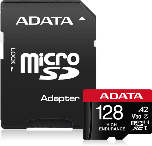 ADATA High Endurance microSDXC UHS-I U3 A2 V30 Card with Adapter 128GB — Adata