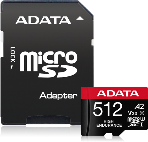 ADATA High Endurance microSDXC UHS-I U3 A2 V30 Card with Adapter 512GB — Adata