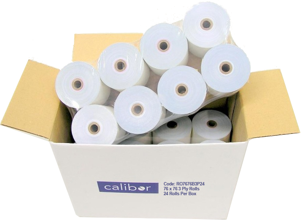 Bond Plain Paper Rolls 76x76mm 3-Ply - Box of 24 — Unspecified