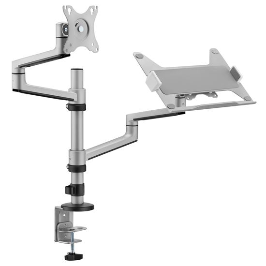 BRATECK 17"-32" Dual Arm Premium Articulating Monitor Arm & PC Tray. — Brateck