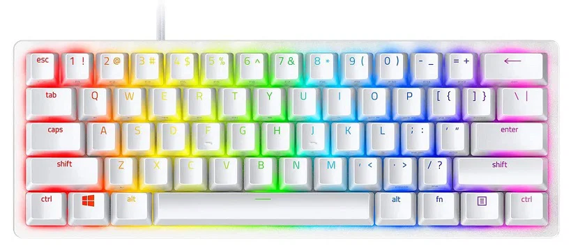 Razer Huntsman Mini - Mercury Edition - 60% Optical Gaming Keyboard (Clicky Purple Switch) - Frml Packaging — Razer