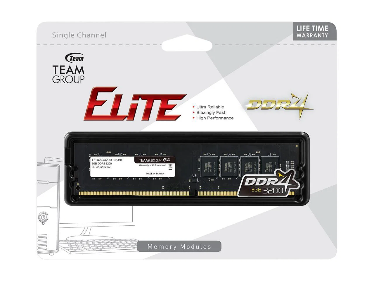 Team Elite 8GB 3200MHZ DDR4 1.2V Dimm — Team