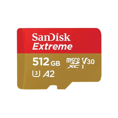 Sandisk Extreme Microsdxc Sqxav 512GB V30 U3 C10 A2 Uhs-I 190MB/S R 130MB/S W 4X6 Sd Adaptor Lifetime Limited — SanDisk
