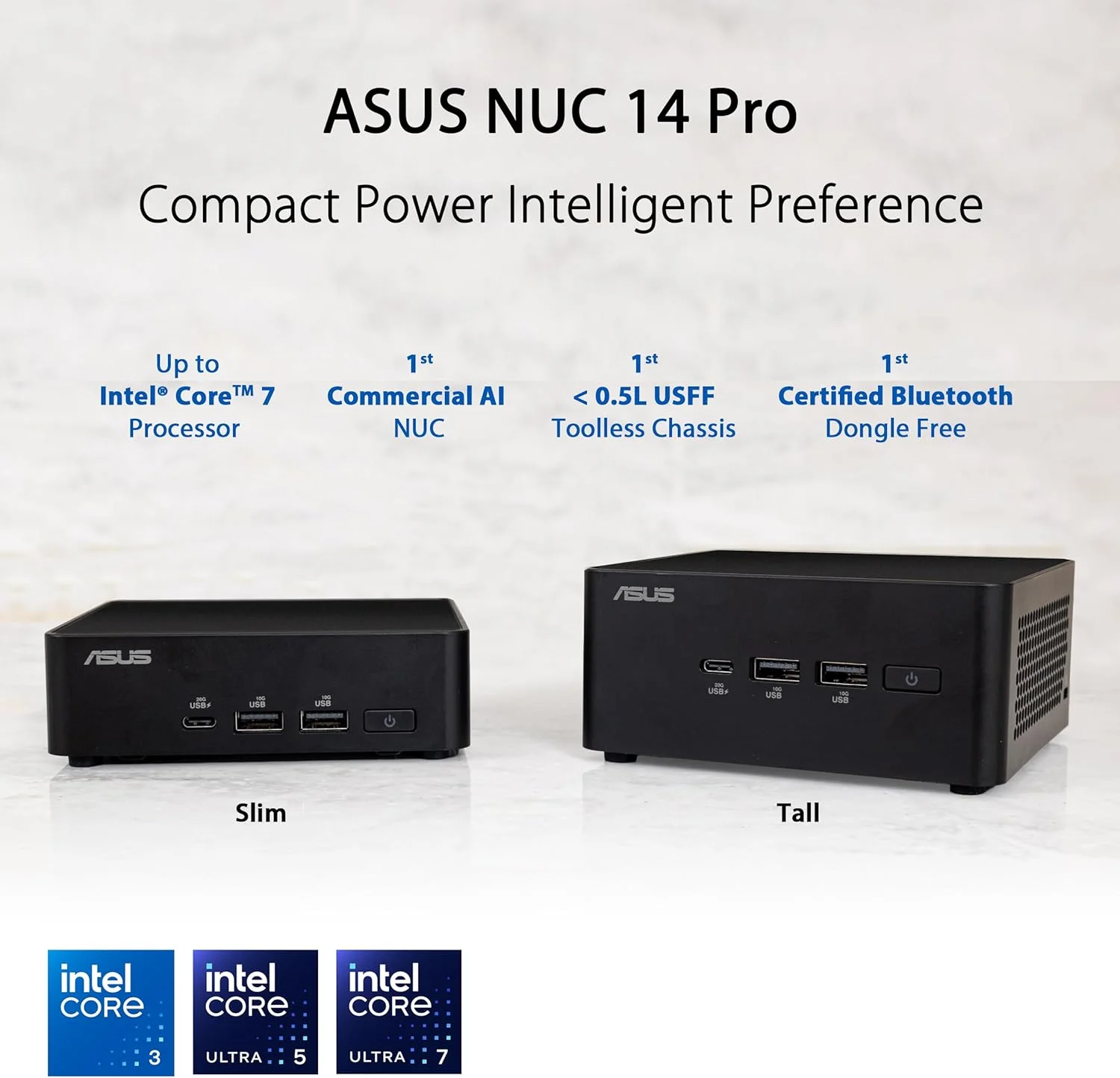 ASUS NUC 14 Pro Slim Barebones Kit Intel Core Ultra 5 125H 28W 2 X SODIMM DDR5 5600 Slot 1 X M.2 Slot WIFI 6E Bluetooth 3YR Wty — Asus