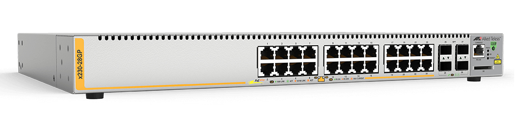 Allied Telesis X230-28GP-40 L2+ Giga Switch, 24X 10/100/1000-T POE+, 4X SFP Ports, 1 X Fixed PSU, Au Power Cord — Allied Telesis